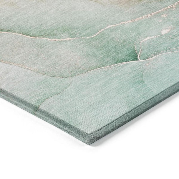 Teal 10 ft. x 14 ft. Abstract Indoor / Outdoor Area Rug