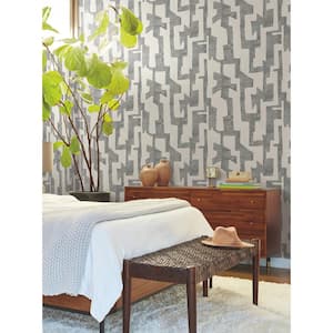 Linen and Grey Modern Tribal Matte Non-Pasted Paper Wallpaper