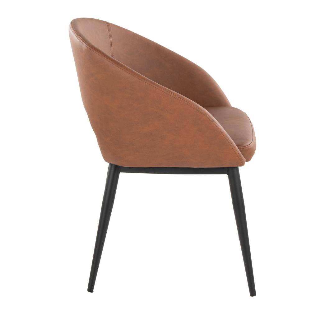 Camel Faux Leather Upholstered Side Chair with Black Metal Legs