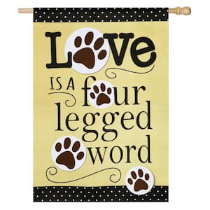 2-1/3 ft. x 3-2/3 ft. Love is a 4 Legged Word Suede House Flag