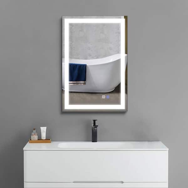 Maincraft 24 in. W x 36 in. H Rectangular Frameless LED Light Wall Mounted Bathroom Vanity Mirror in White