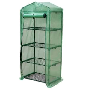 4-Tier 19 in. D. x 27 in. W. x 65 in. H Portable Rolling Greenhouse with Opaque Cover