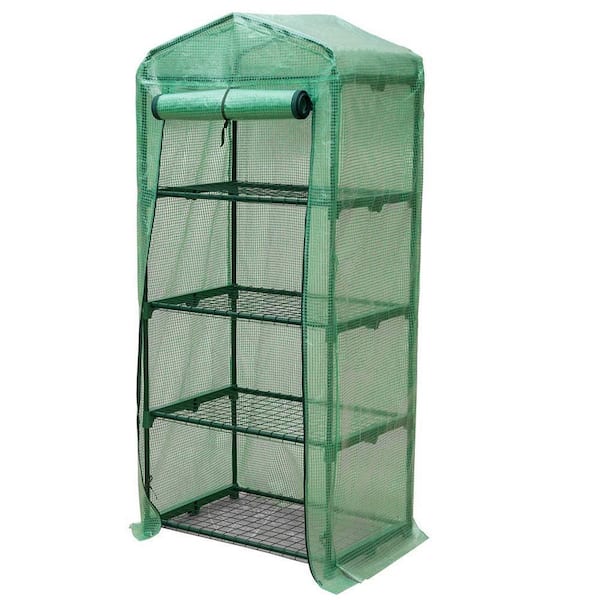 GENESIS 4-Tier 19 in. D. x 27 in. W. x 65 in. H Portable Rolling Greenhouse with Opaque Cover