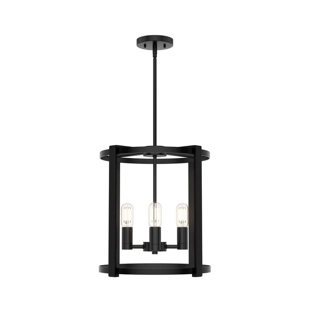 Matte Black Aluminum 4-Light Drum Chandelier