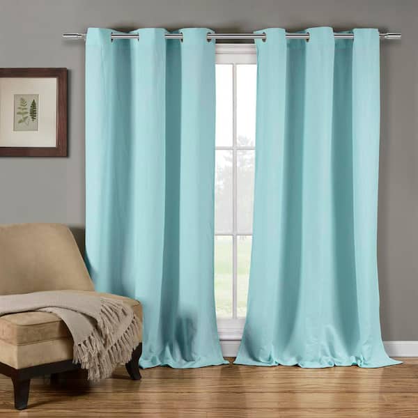 Duck River Mildred 38 in. W x 84 in. L Polyester Window Panel in Blue