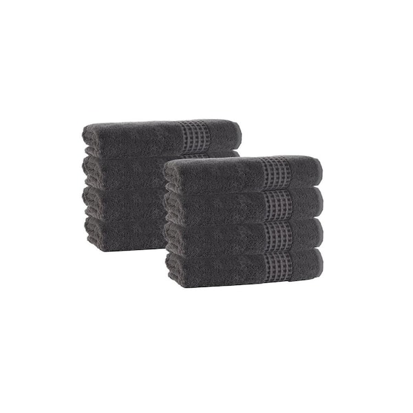 Unbranded Ela 8-Pieces Anthracite Turkish Cotton Wash Towels