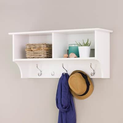 36 in. Wall-Mounted Coat Rack in White