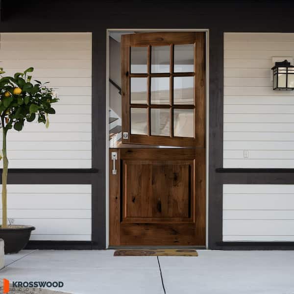 Krosswood Doors 32 in. x 80 in. Farmhouse Knotty Alder Right-Hand
