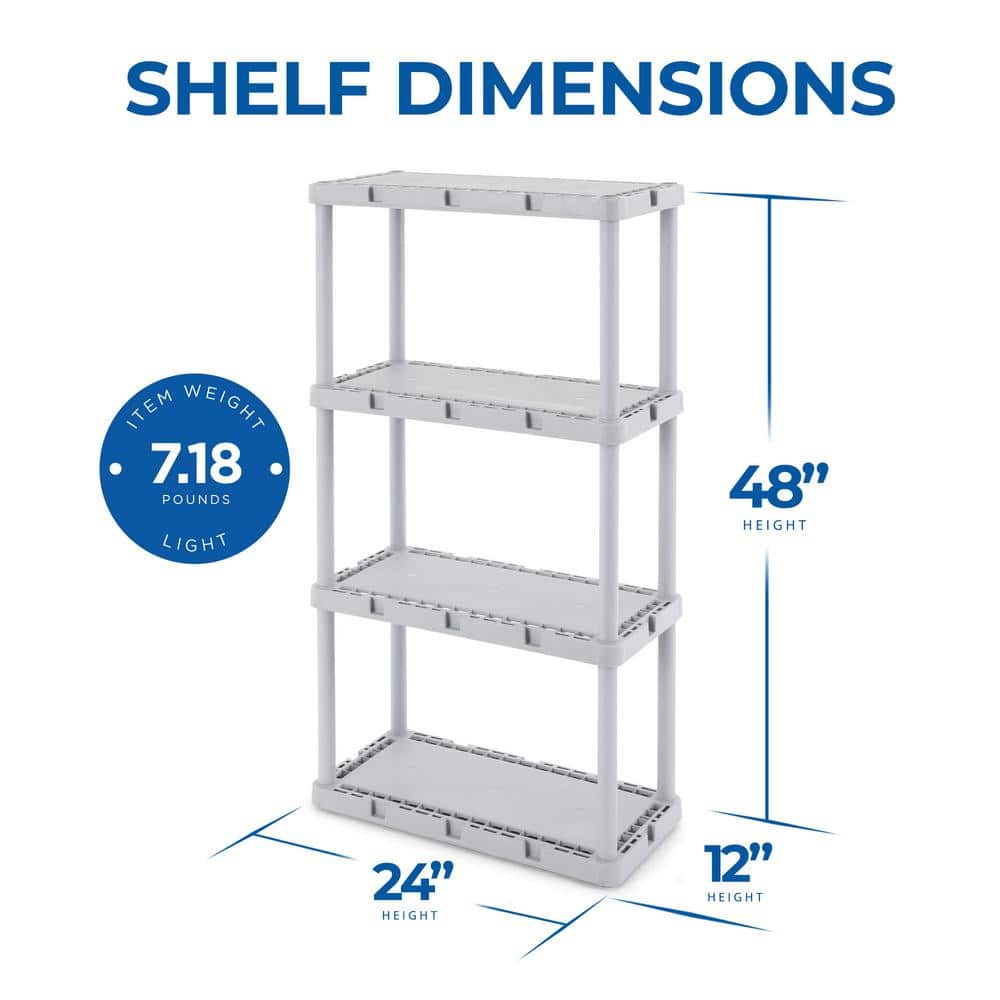 24'' High Resin 4-Tier Light Duty Multi-Purpose Shelving Unit