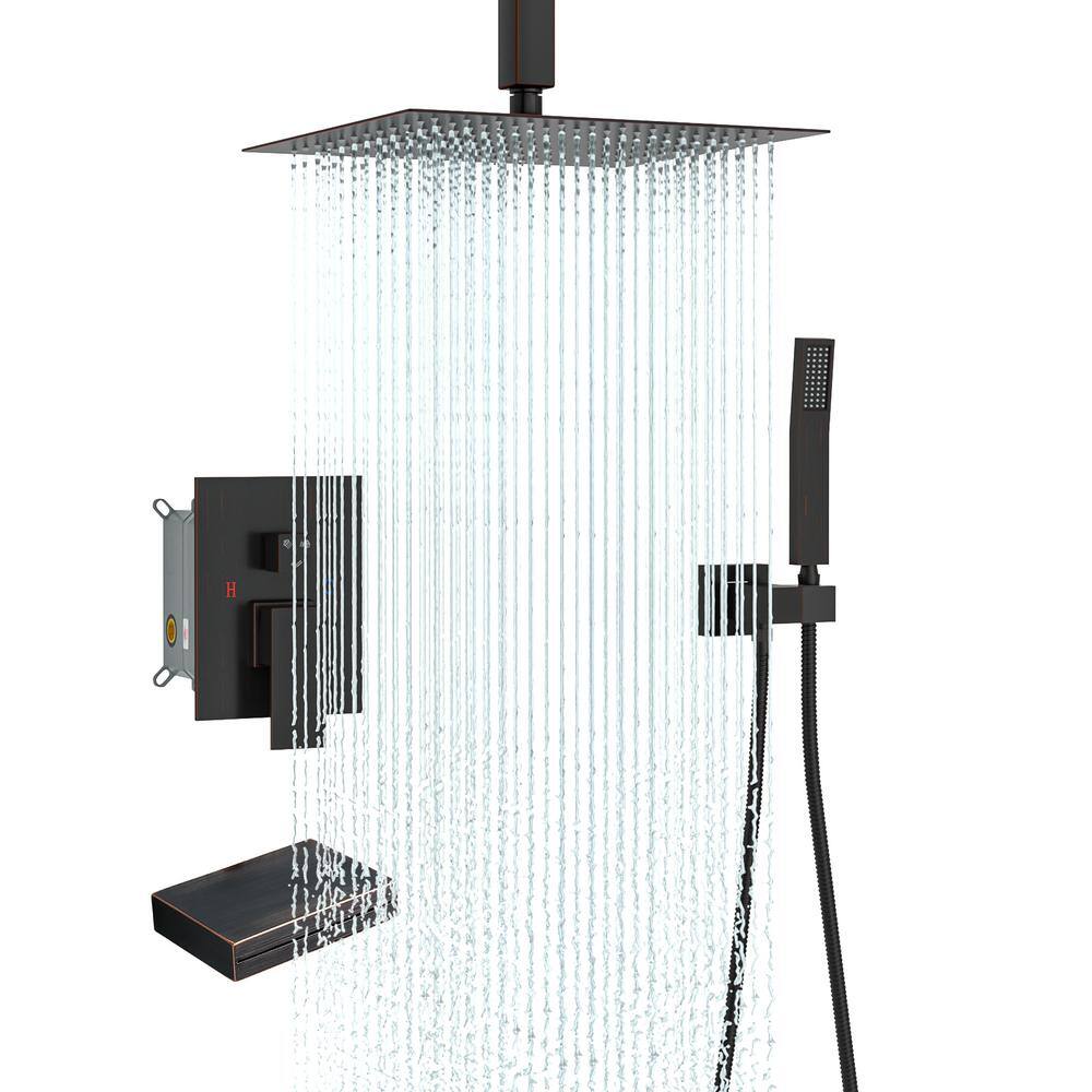 LORDEAR 12 in. 3Spray Dual Ceiling Mount Fixed and Handheld Shower