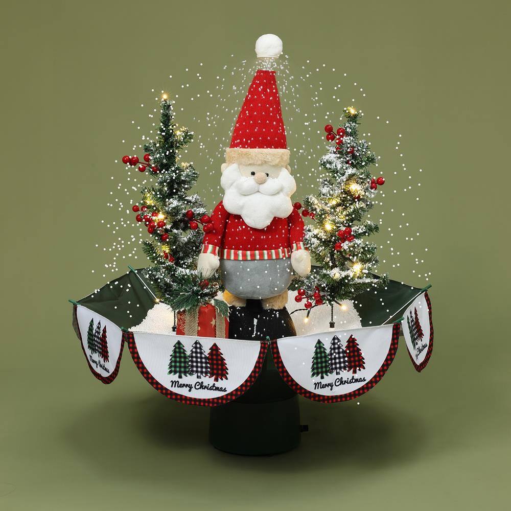 31.5" Red and Green Animated Musical Snowing Christmas Decor with LED Lights