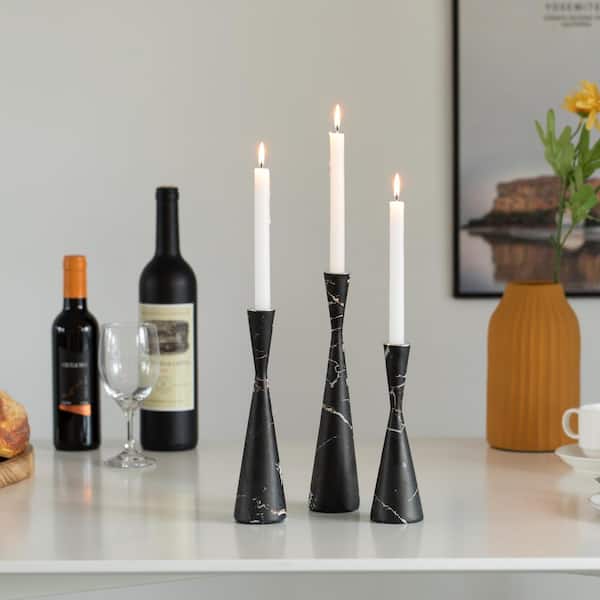 Black Vintage Candle Holder for Table Centerpiece Gothic Candle Stand Set