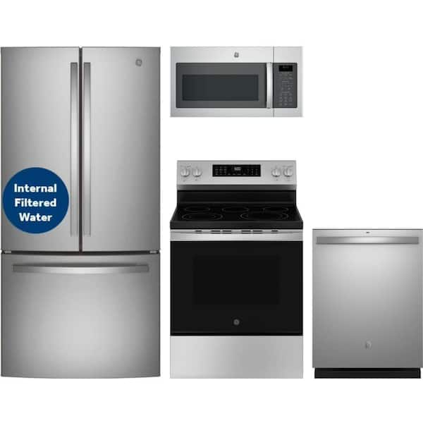 24.7 cu. ft. Standard Depth Refrigerator with 5 Burner Freestanding Electric Range and Dishwasher with 3rd Rack