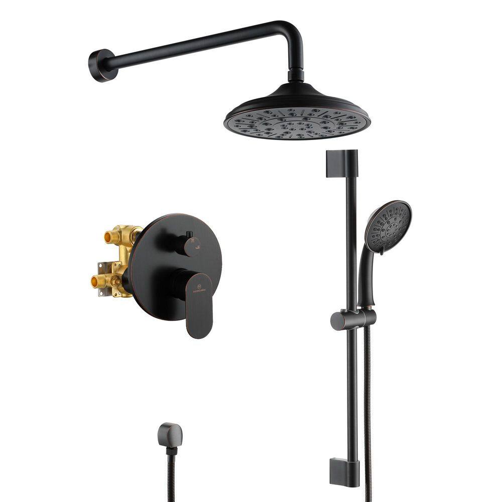 4-Spray Wall Mount Dual Fixed and Handheld Shower Head with Adjustable Slide Bar in Oil-Rubbed Bronze, Valve included price history on PriceWatchPro