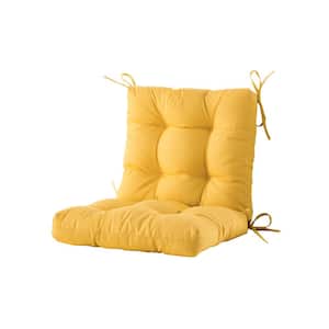 L40"xW20"xH4" Outdoor Chair Cushion Tufted Cushion Seat and Back Floral Patio Furniture Cushion with Tie in Yellow