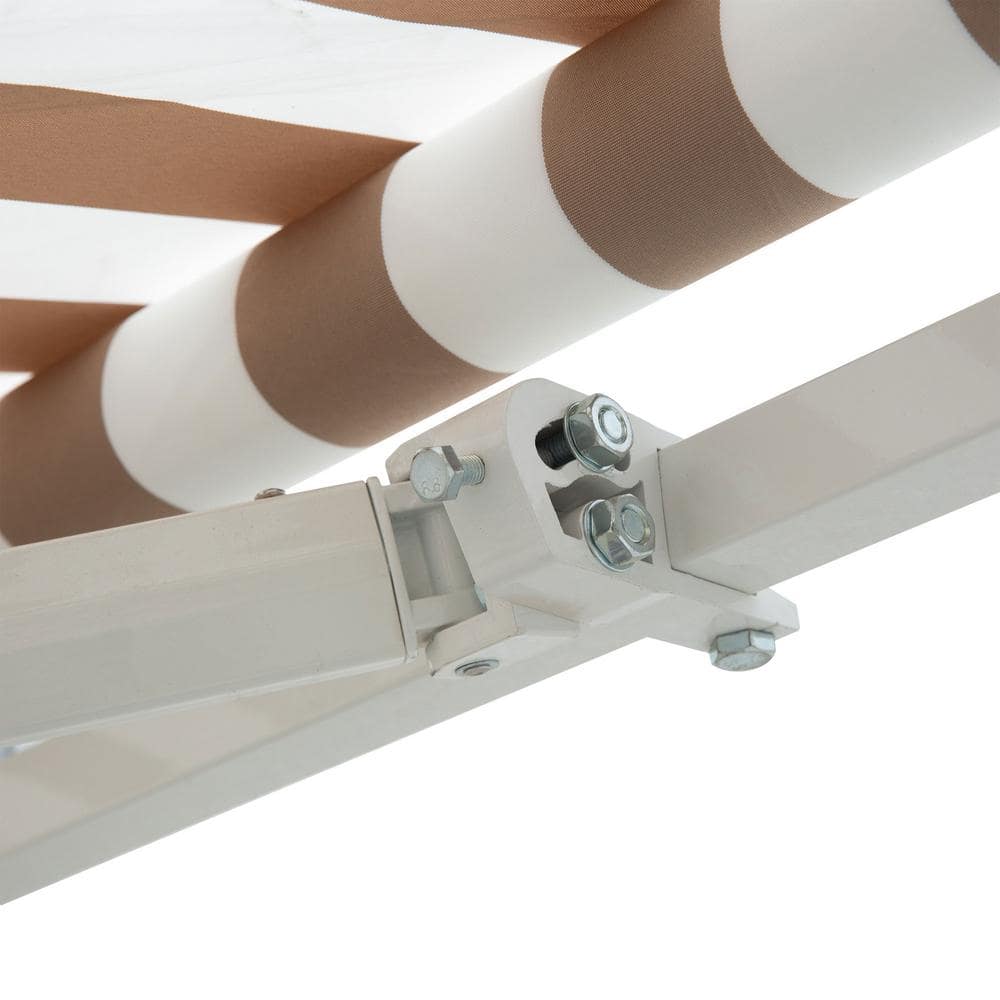 Beige 12' x 8' Retractable Aluminum Patio Awning with Manual Crank