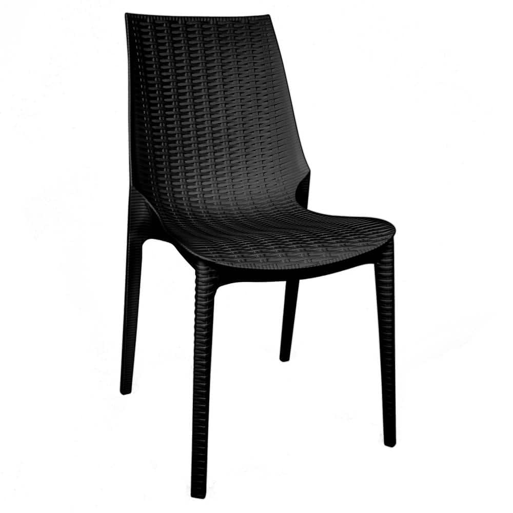Leisuremod Kent Plastic Outdoor Dining Chair in Black KC19BL The Home