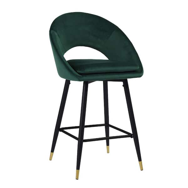 Homy Casa 2-Piece Black Modern Velvet Bar Chairs with Back, Leisure Chairs Dinning Chairs for Home and Office