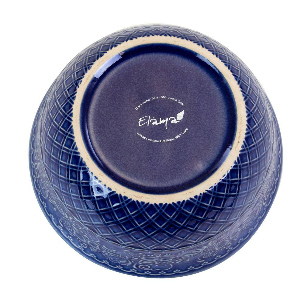 Indigo Lotus Floral Ceramic Square Dinnerware Set, Service for 4