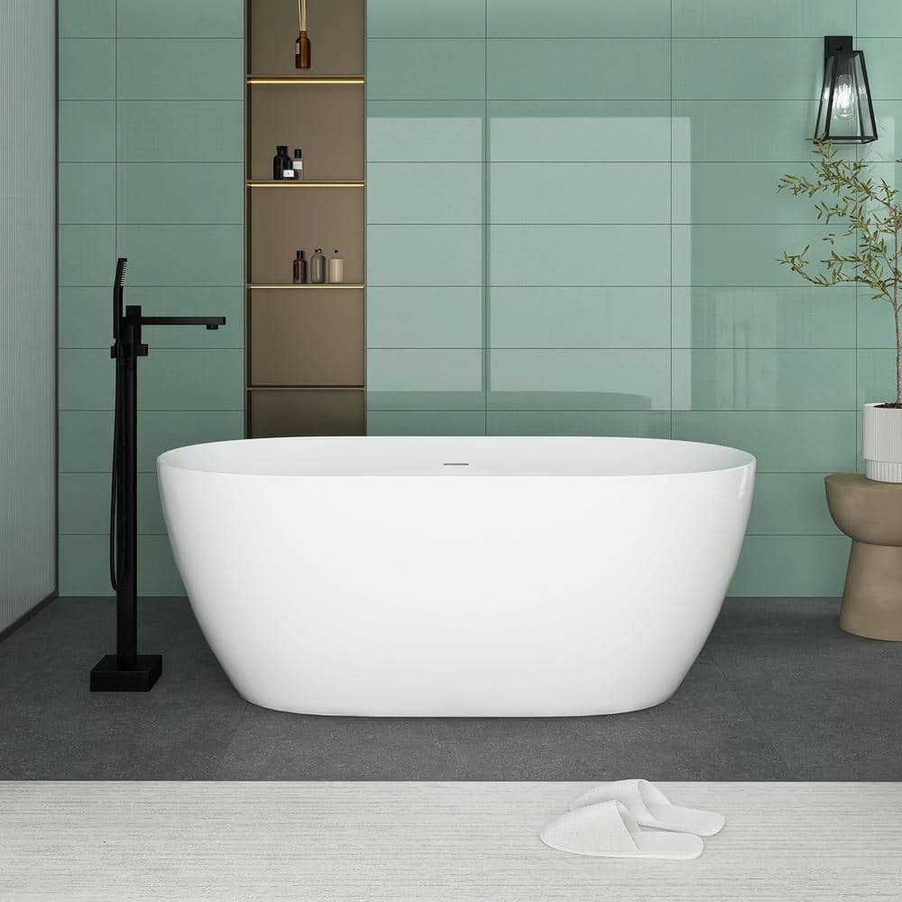 59 in. W. x 30 in. Acrylic Flatbottom Freestanding Soaking Bathtub in Gloss White price history on PriceWatchPro