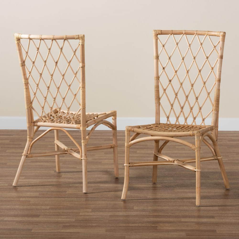 Tropical Serenity Rattan and Cane Bohemian Dining Chair Set