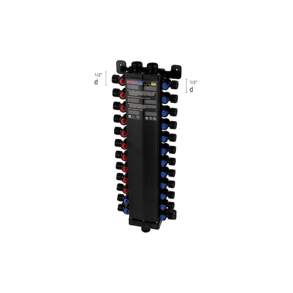 Manabloc 1/2 in. Press x 24 port Polysulfone Distribution Manifold (10 Hot/10 Cold/4 Hard)