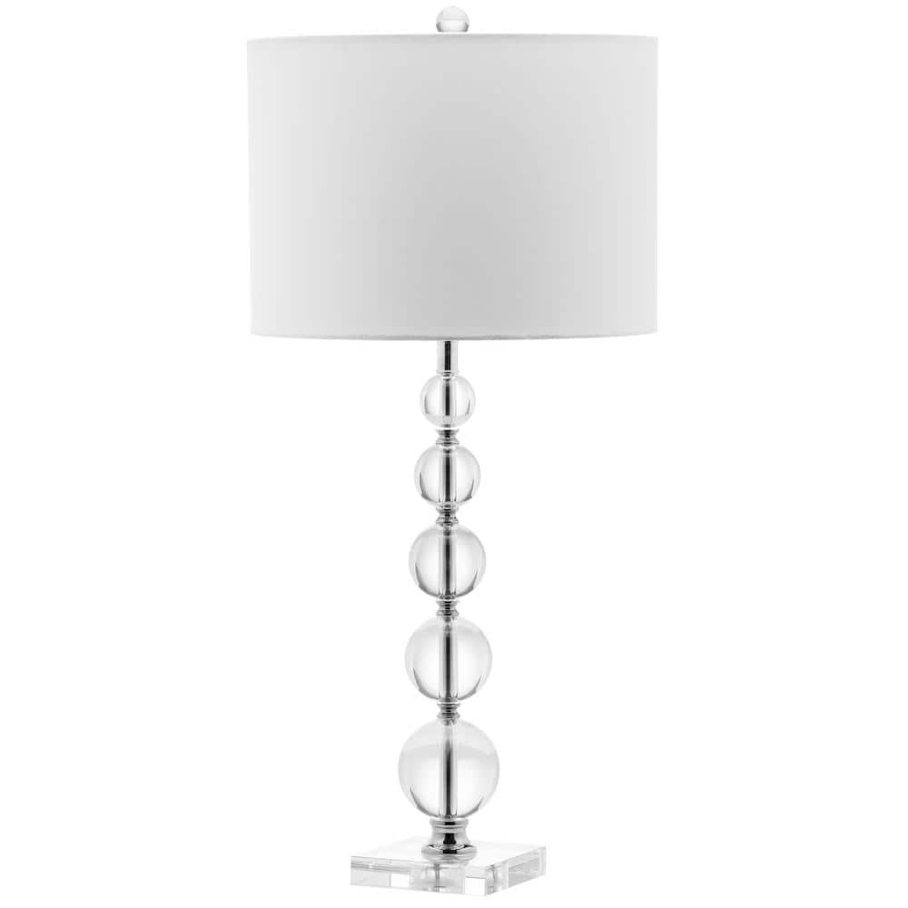 Liam 29-Inch Crystal Ball Accent Lamp with Off-White Linen Shade