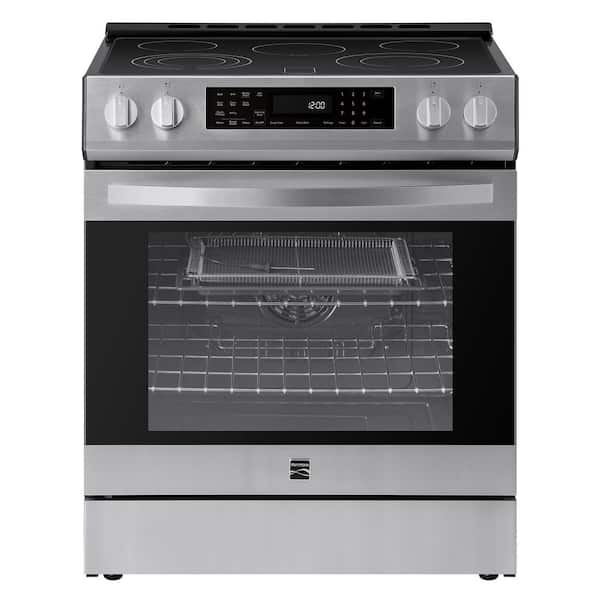29.9 in. 5 Element Freestanding Electric Range in Stainless Steel with True Convection, Self Clean, and Front Control