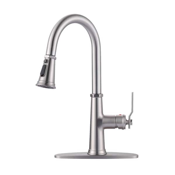 IVIGA Stainless Steel 16.7 in. H Pull Down Sprayer Kitchen Faucet with 360° Spout Swivel and 3-Mode Spray in Brushed Nickel