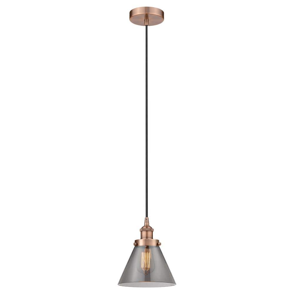 Cone 60-Watt 1-Light Antique Copper Standard Mini Pendant Light Smoked Glass Shade price history on PriceWatchPro