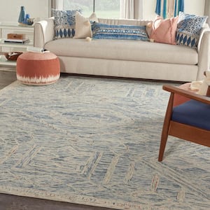 Interlock Blue/Multi 8 ft. x 11 ft. Contemporary Geometric Modern Area Rug