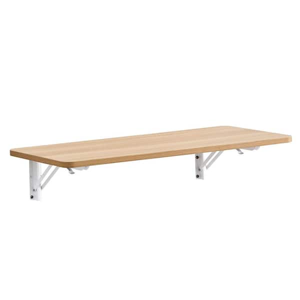 31.4 in. W x 15.7 in. D Nature Wood Folding Mounted Decorative Wall Shelf