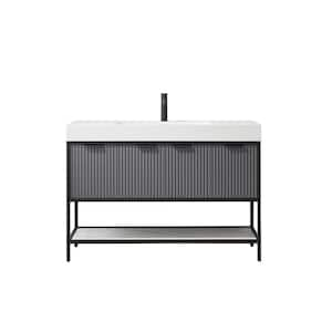 Marcilla 48 in. W x 20 in. D x 34 in. H Single Sink Bath Vanity in Grey with White Integral Sink Top