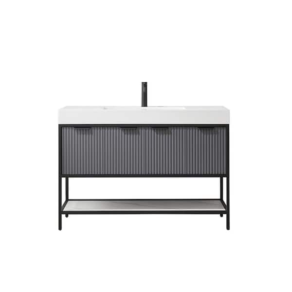 Marcilla 48 in. W x 20 in. D x 34 in. H Single Sink Bath Vanity in Grey with White Integral Sink Top