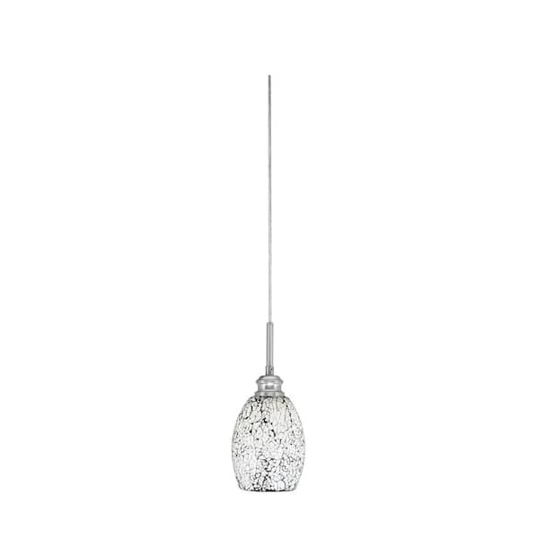 Unbranded Albany 60-Watt 1-Light Brushed Nickel Pendant Mini Pendant Light Black Fusion Glass and Light Bulb Not Included