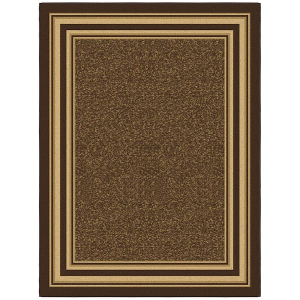 Ottomanson Ottohome Collection Non-Slip Rubberback Bordered 5x7 Indoor Area Rug, 5 ft. x 6 ft. 6 in., Dark Brown