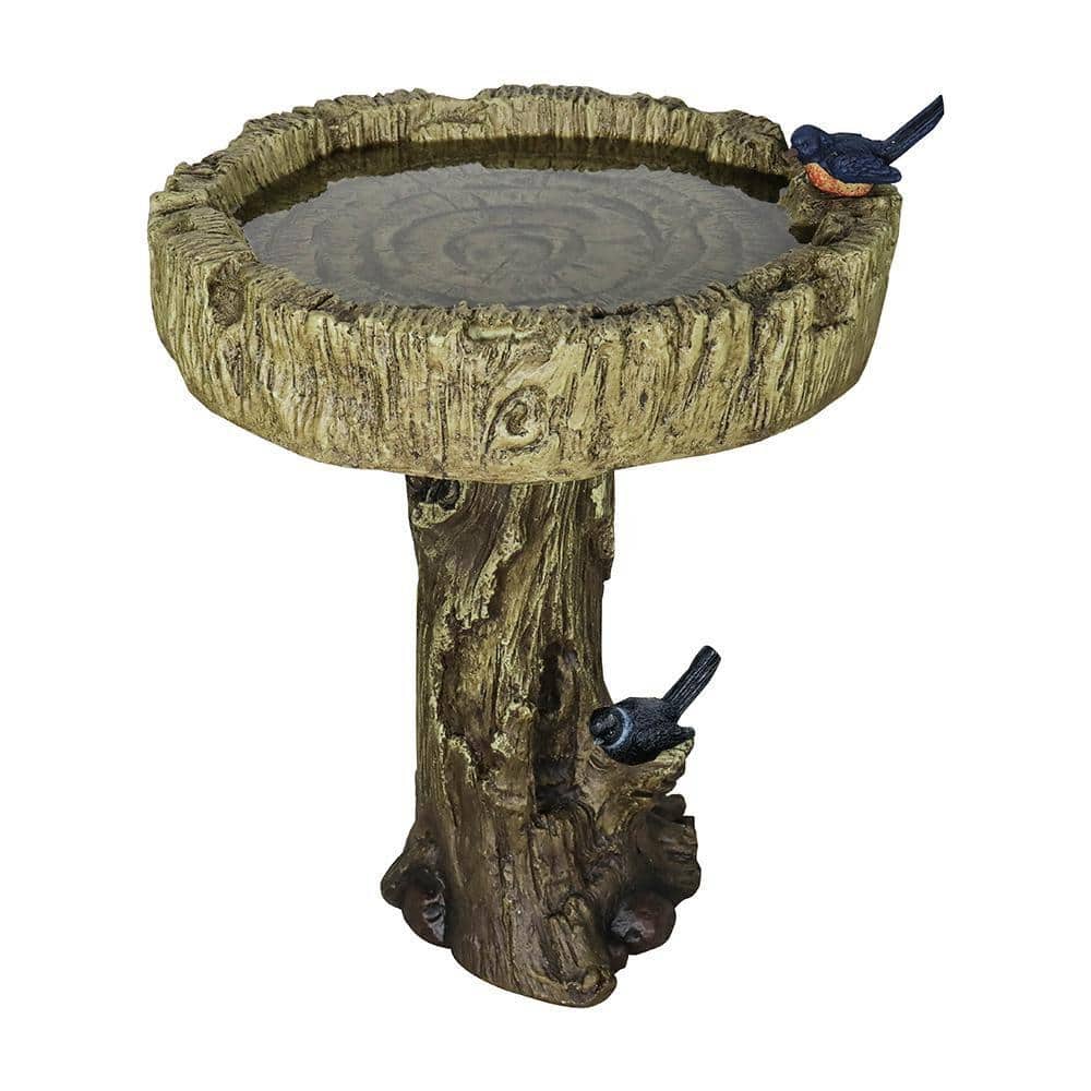 Watnature 24.4 in. Cement Outdoor Garden Bird Bath with Birds, Woodland ...