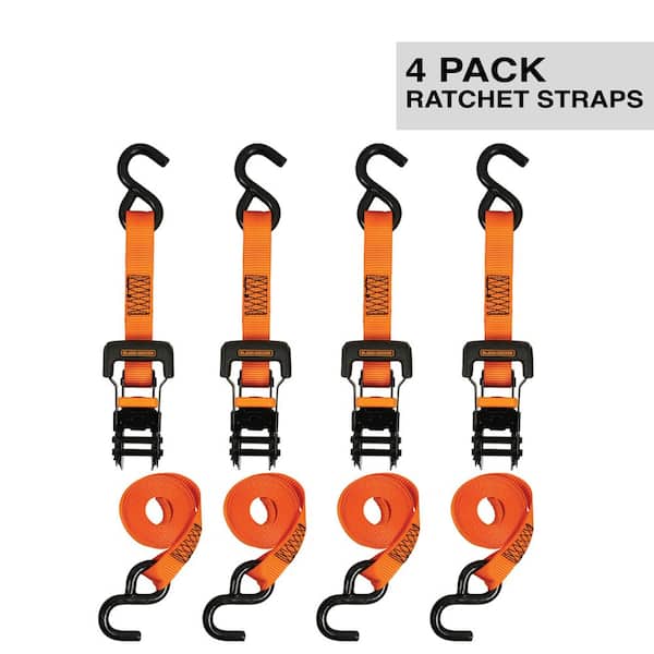 1 in. x 10 ft./2500 lbs. Break Strength Ratchet Straps (4-Pack)