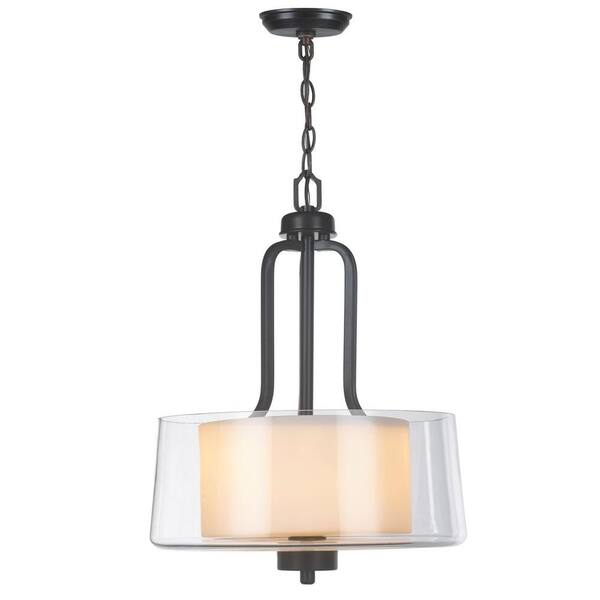World Imports 2-Light Oil-Rubbed Bronze Pendant with Glass Shade