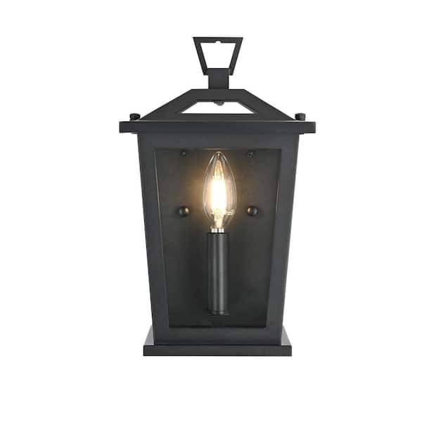 12 in. Black Outdoor Hardwired Wall Sconce with No Bulbs Included