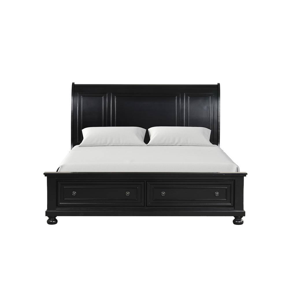 Meade Black Wood Full Panel Beds