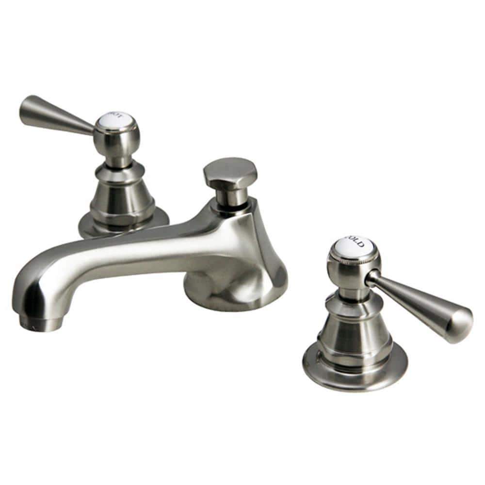 Brushed Nickel Widespread 2-Handle Bathroom Faucet with Pop-Up Drain