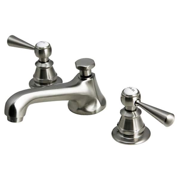Water Creation 8 in. Widespread 2-Handle Century Classic Bathroom Faucet in Brushed Nickel with Pop-Up Drain