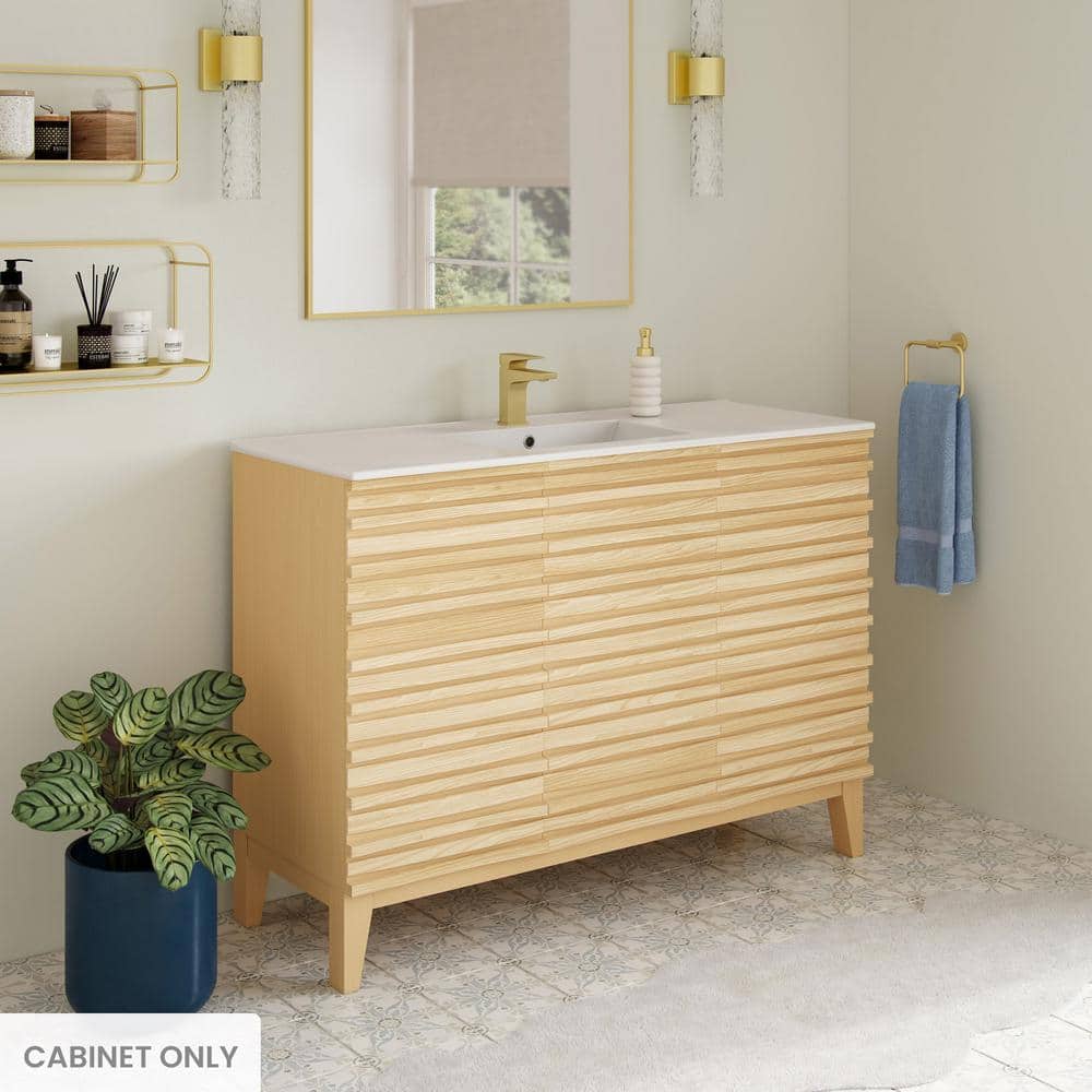 Cascade 48" Natural Oak Freestanding Bathroom Vanity Cabinet