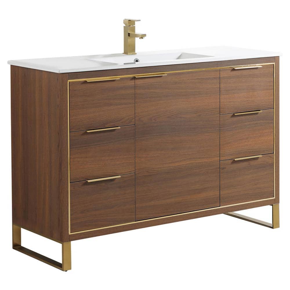 Opulence 48 in. W x 18 in. D x 33.5 in. H Bath Vanity in Walnut Ebony with White Ceramic Top price history on PriceWatchPro