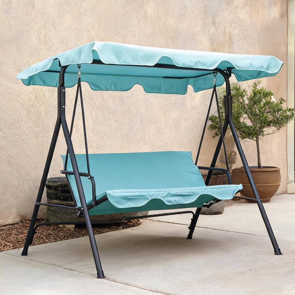 Steel-Framed Patio Porch Swing Set with Adjustable Canopy Three-Seater Rich Green price history on PriceWatchPro