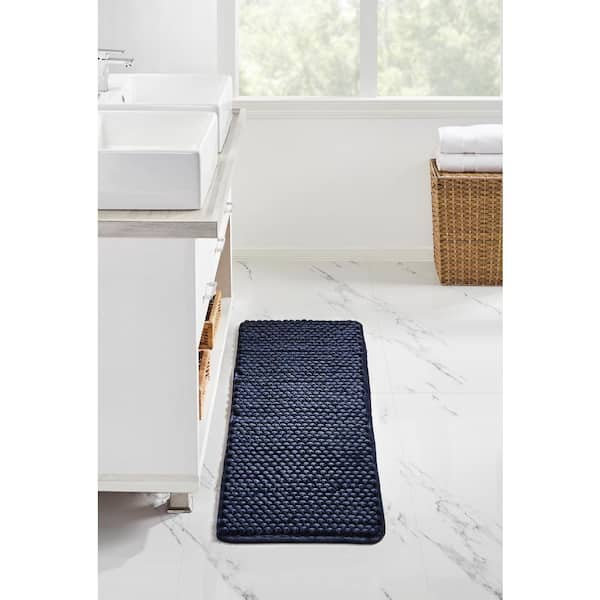 Better Trends Edge Collection Blue 100% Cotton Rectangle 3-Piece Bath Rug Set