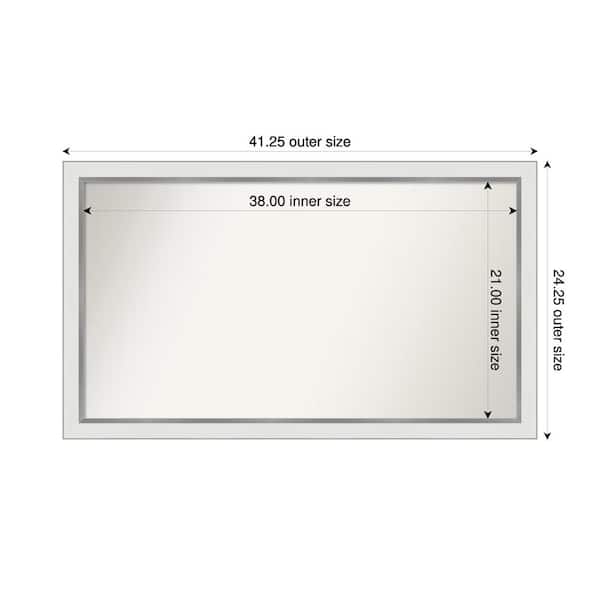 Amanti Art Medium Rectangle Satin White Silver Casual Mirror (24 in. H x 41 in. W)