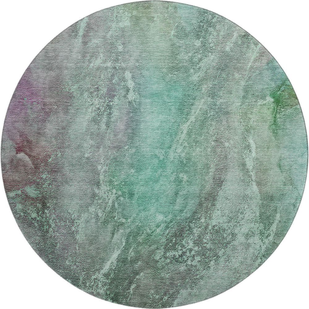Mayfield Premium Machine Washable Abstract AMF2307 Teal 8 ft. x 8 ft. Round Rug price history on PriceWatchPro