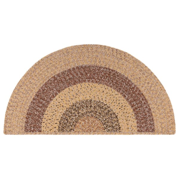 SAFAVIEH Braided Beige/Brown 2 ft. x 4 ft. Machine Washable Solid Striped Border Specialty Area Rug